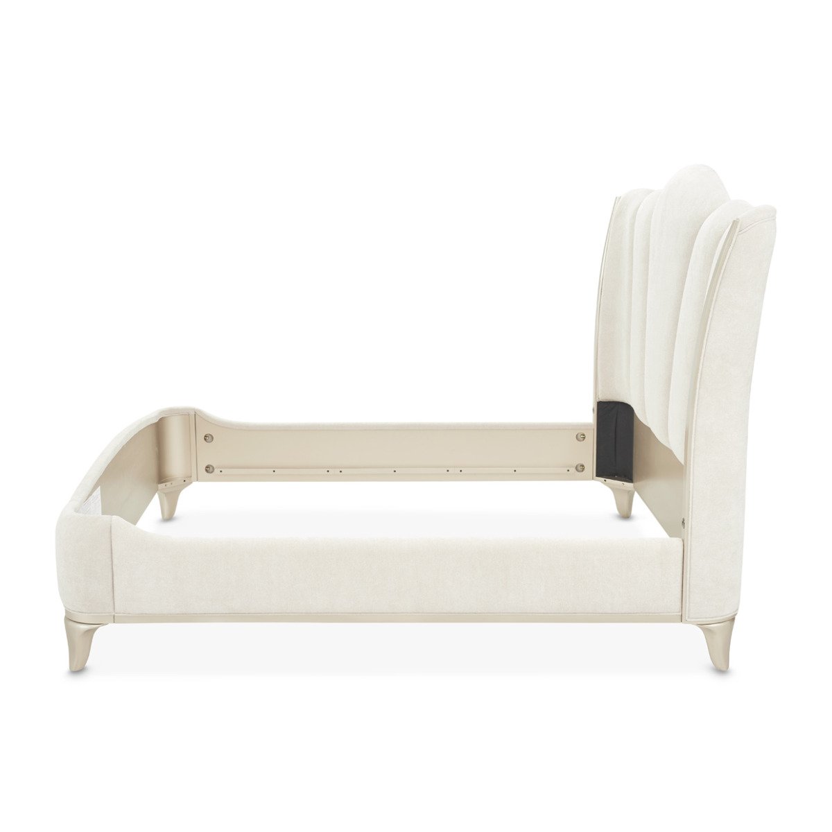 AICO Furniture La Marisia King Upholstered Platform Bed in Creamy Pearl