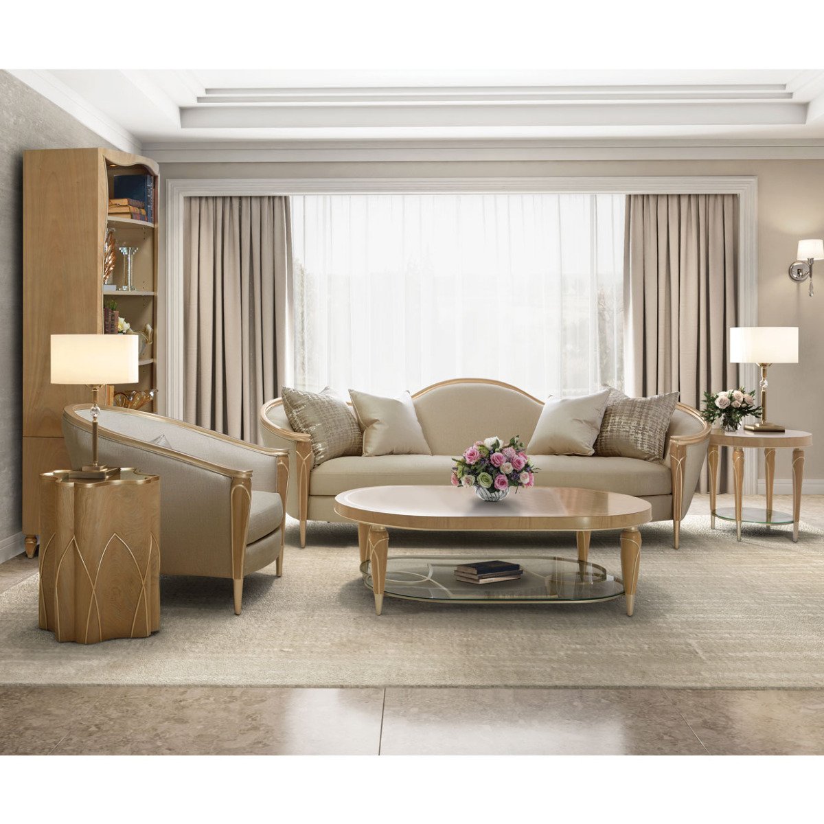 AICO Villa Cherie Sofa in Caramel - Luxury Home Furniture (MI)